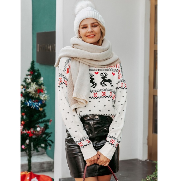 Christmas Sweater Nordic Print White - Picture 8 of 17